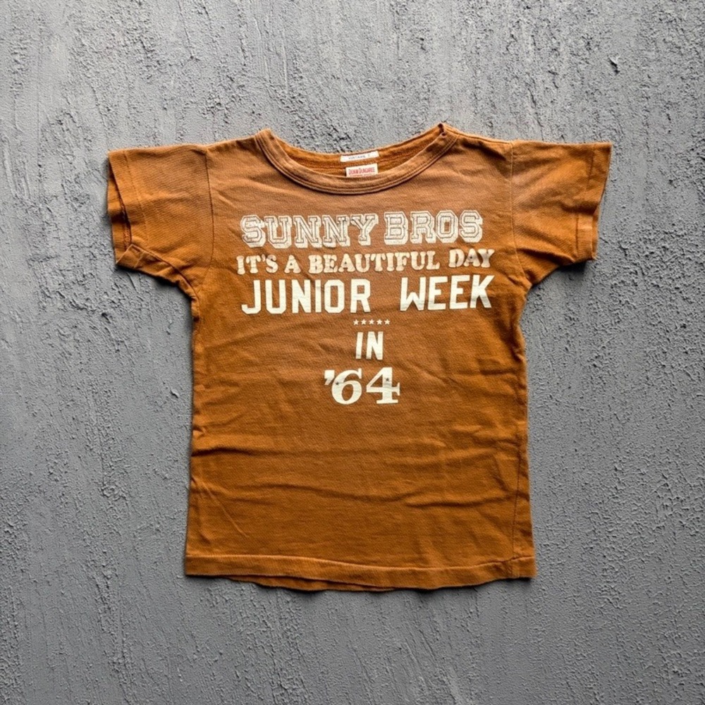 Denim Dungaree T Shirt Medium 120CM Brown Sunny Bros Japan Baby Tee